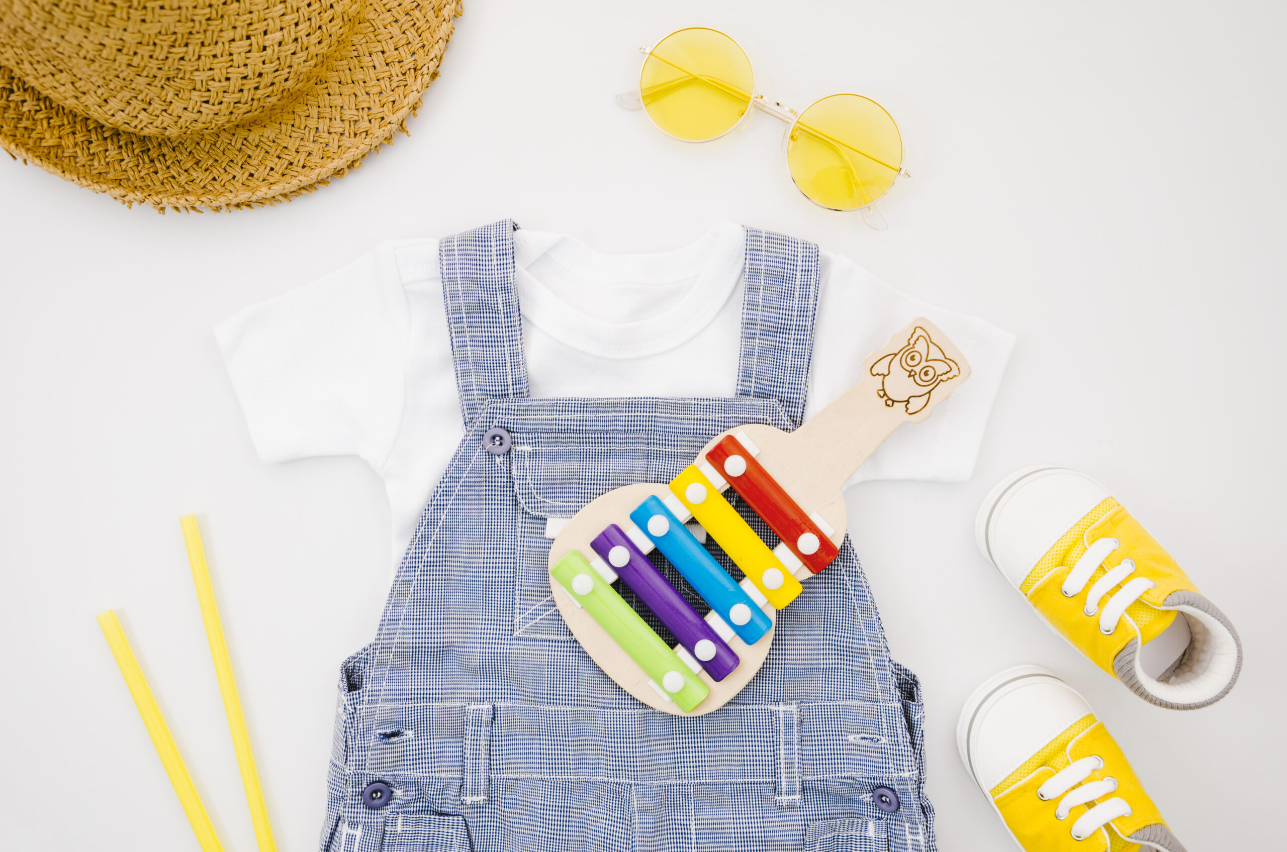 Colorful baby outfit with xylophone
